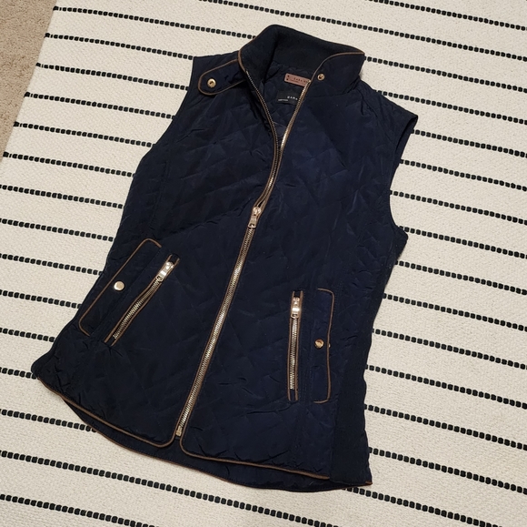 Zara Quilted Vest Navy XS - Picture 1 of 4